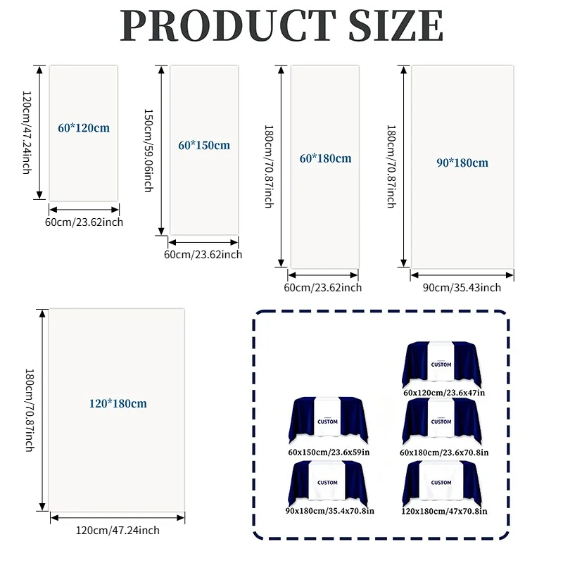 Personalized Custom 1pc Table Runner, Suitable for Trade Booth DIsplay, Weddings, Birthdays & Corporate Events, Table Accent