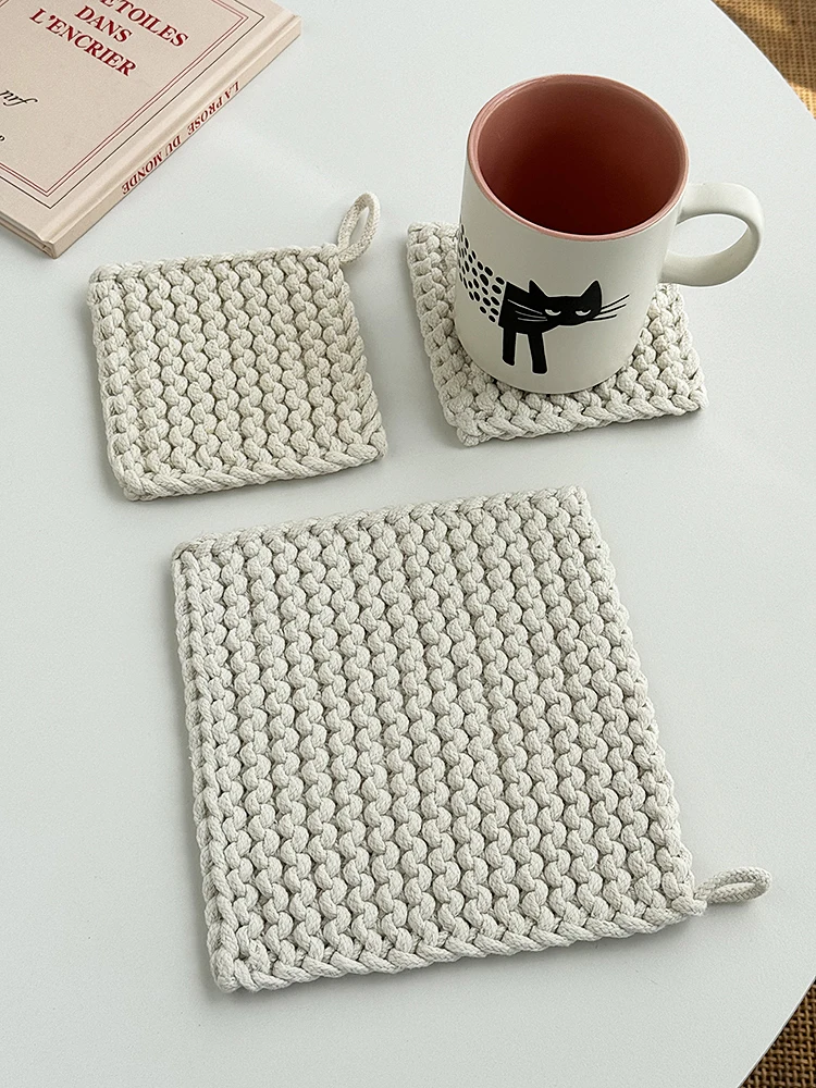 

New ins cotton yarn thick needle woven dining table high temperature insulation mat home pot and bowl coasters