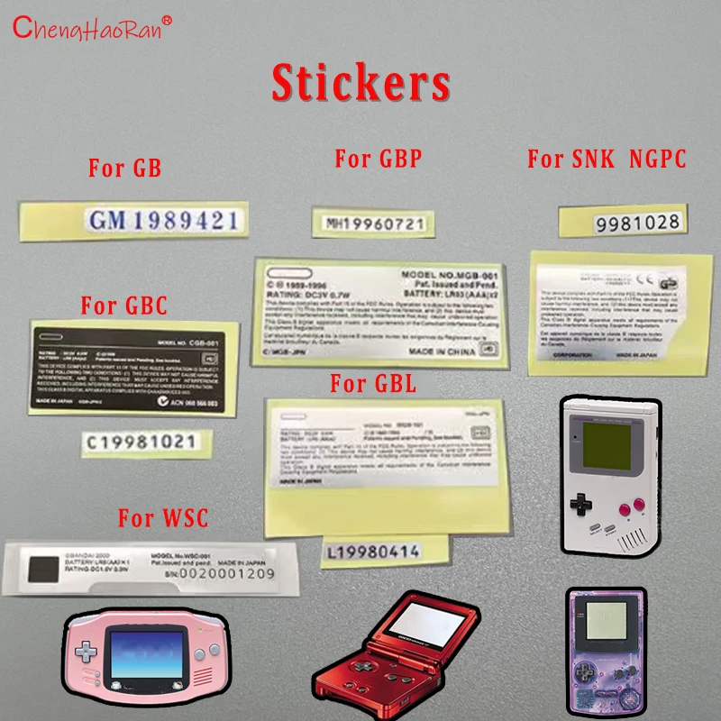 2PCS Stickers For GBC GBP GBL GB SNK  NGPC WSC Game Console New Lables Back Stickers replacement For Gameboy Color Shell Sticke