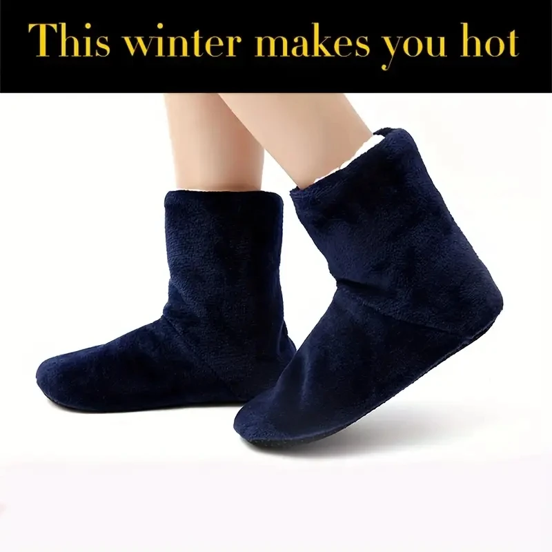 Indoor Boden Socken Plüsch Tuch Lange Röhre Socken Knie Pads Warme Hohe Röhre Schuhe Für Frauen Und Mann Hausschuhe Winter – Detail 3