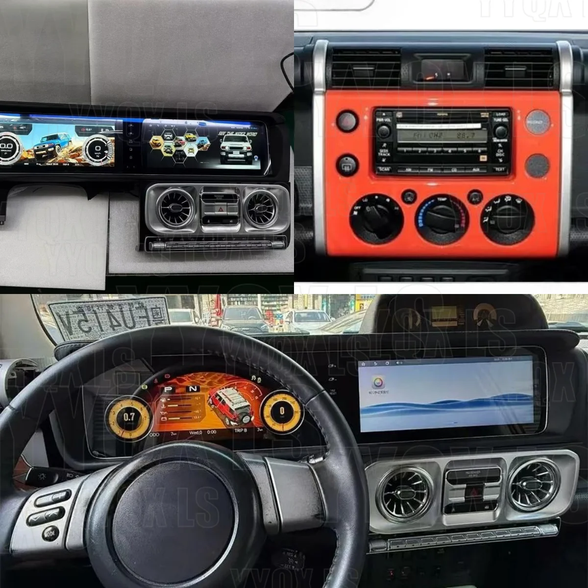24.6 Inch Android Auto For Toyota FJ Cruiser 2007~2022 Car armrest fridge GPS Navigation Car Radio Multimedia Stereo Head Unit