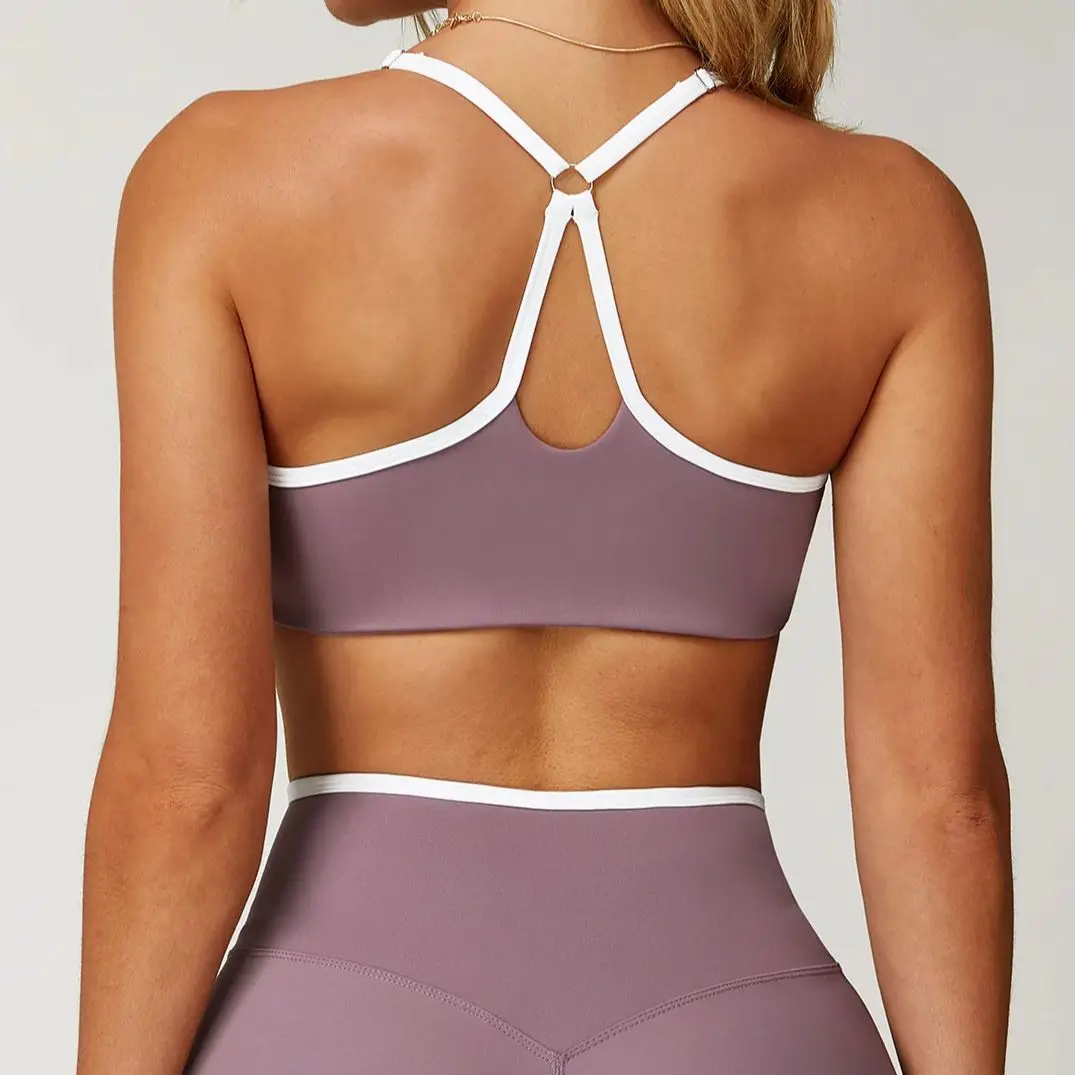 Women Solid Color Yoga Bra Gym Yoga Top Backless Workout Shockproof Crop Top Female Push Up Sport Bra Sports Underwear Yoga Vest