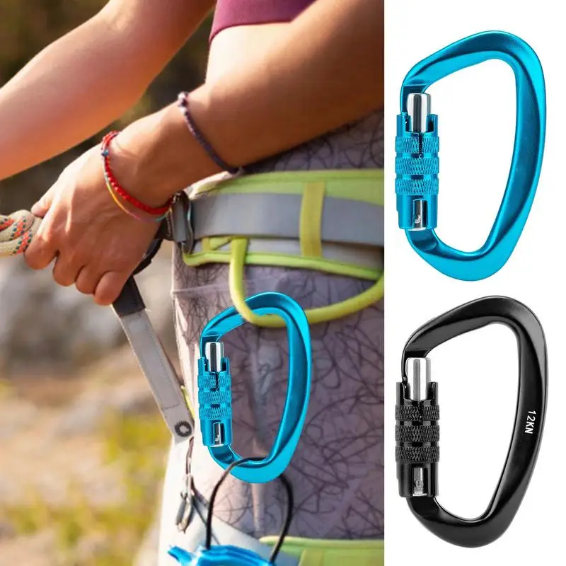 

Climbing Carabiner D Shaped Buckle Auto Locking Snap Carabiner Spring Hooks Sturdy Multifunctional Carabiners Hiking Clips