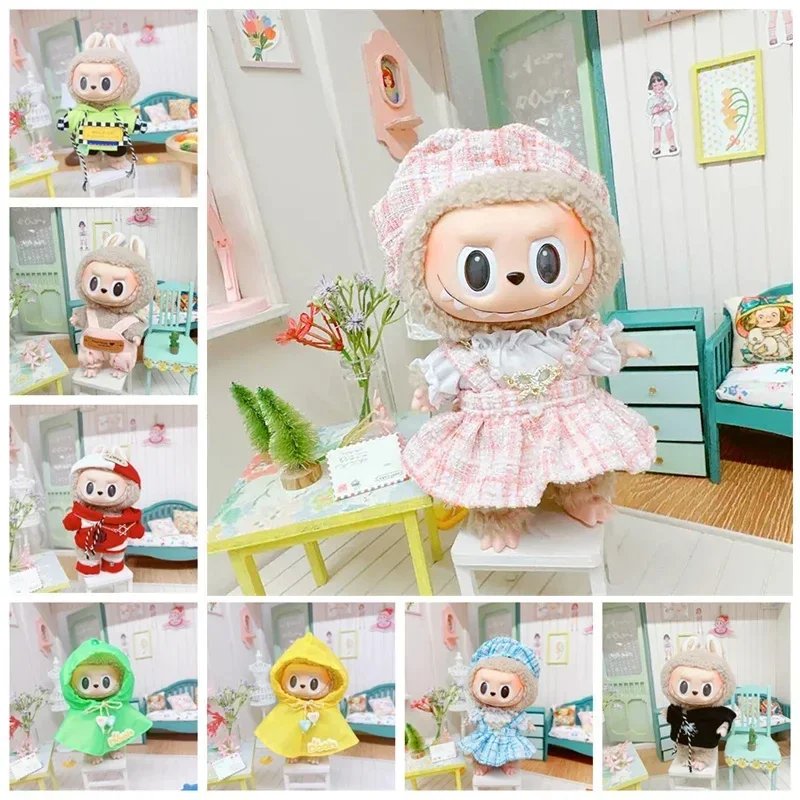 17cm Labubu Plush Doll'S Clothes Outfit Accessories For Korea Kpop Exo Labubu Idol Dolls Hoodie Skirt Clothing DIY Girl Gift