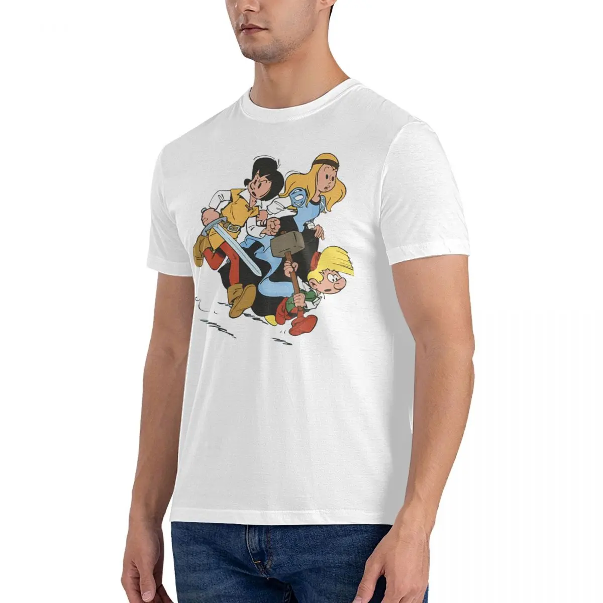 Johan Et Pirlouit (Johan Et Peewit) Et Princesse T Shirts Men 100% CottonT-Shirts Crewneck Gaston Lagaffe Tees Short Sleeve