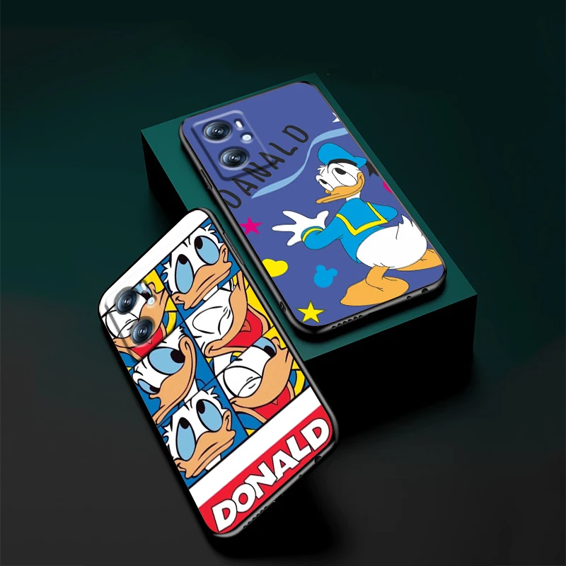 Anime Donald Duck Cute For OPPO Find X6 X5 X3 A54S A5 A94 A16 A53S A57 A74 A72 A98 A78 A96 A9 5G Black Funda Phone Case