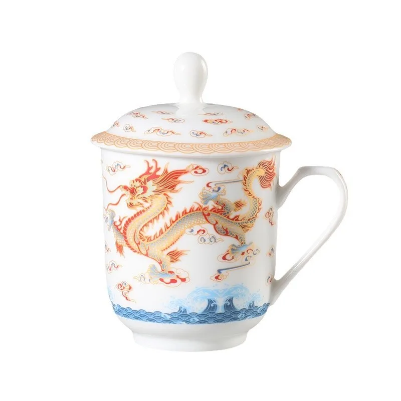 Enamel Ceramic Bone China With Lid Office Conference Room Water Tea Gift Cup Host