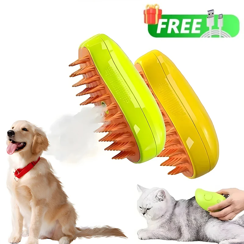 Cat Steam Brush Electric Spray Water Spray Kitten Pet Comb Soft Silicone Depilation Cats Bath Hair Brush Grooming Supplies