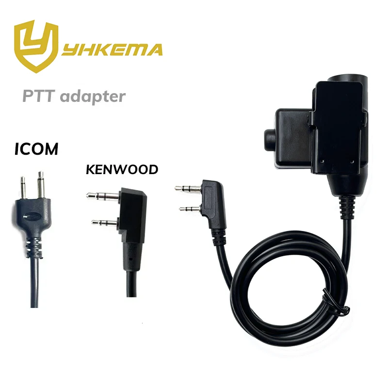 Original YHKEMA U94 PTT Adapter Airsoft Tactical Headset Kenwood(for baofeng) Plug Tactical Headset Accessory