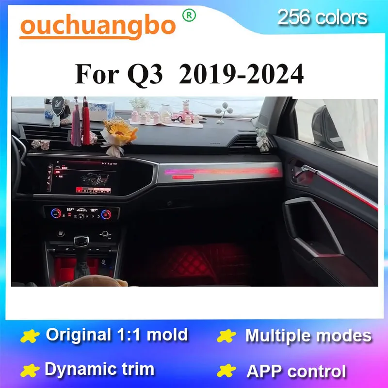 Ouchuangbo LED Backlight For Q3 2019-2024 Ambient Light Atmosphere Lamp Kit Ambilight Interior dyanmic trim limousine
