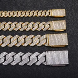 10/14/18/20mm wide Hip Hop 5A+ CZ Stone Bling Ice Out Rhombus Cuban Link Chain Necklace for Men Rapper Jewelry Drop Shipping