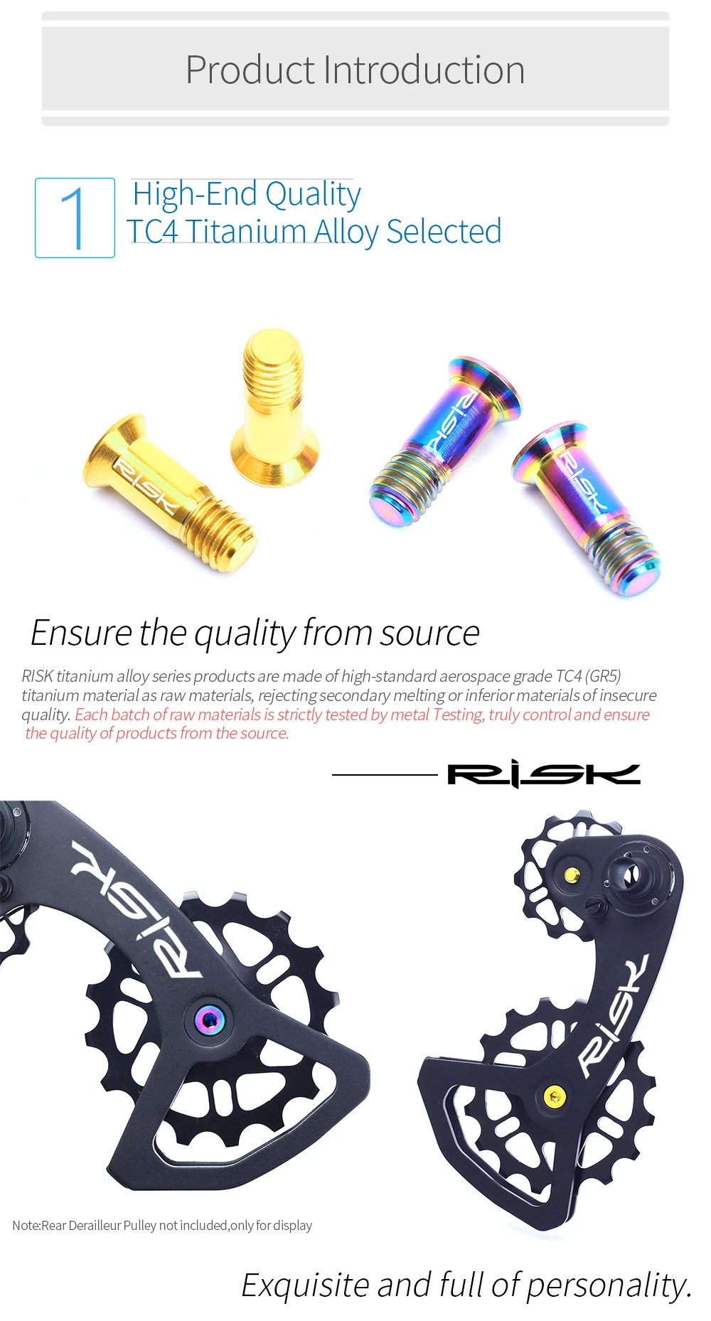 RISIKO 2 teile/schachtel Straße Mountainbike Fahrrad M5 * 14,2mm Shift Schaltwerk Pulley Jockey Rad Befestigungs Schrauben Schrauben Titan legierung – Detail 4