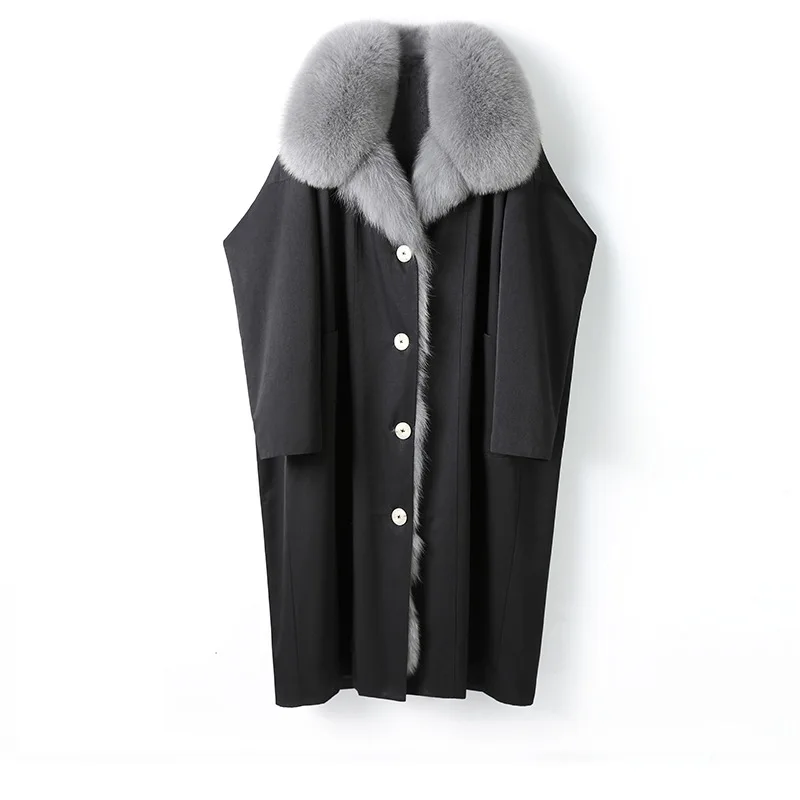 

Winter New Women's Fur Coat Rabbit Fur Lined Detachable Fox Fur Collar Long Casual Style Leather Splicing Fashion Hot Sale...