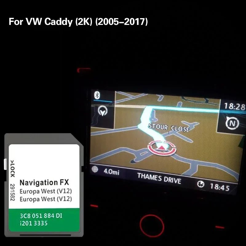

Use for VW Caddy (2K) (2005-2017) SD Map Cover Europe Western Germany Poland Netherlands Navigatiob Sat NAV Card