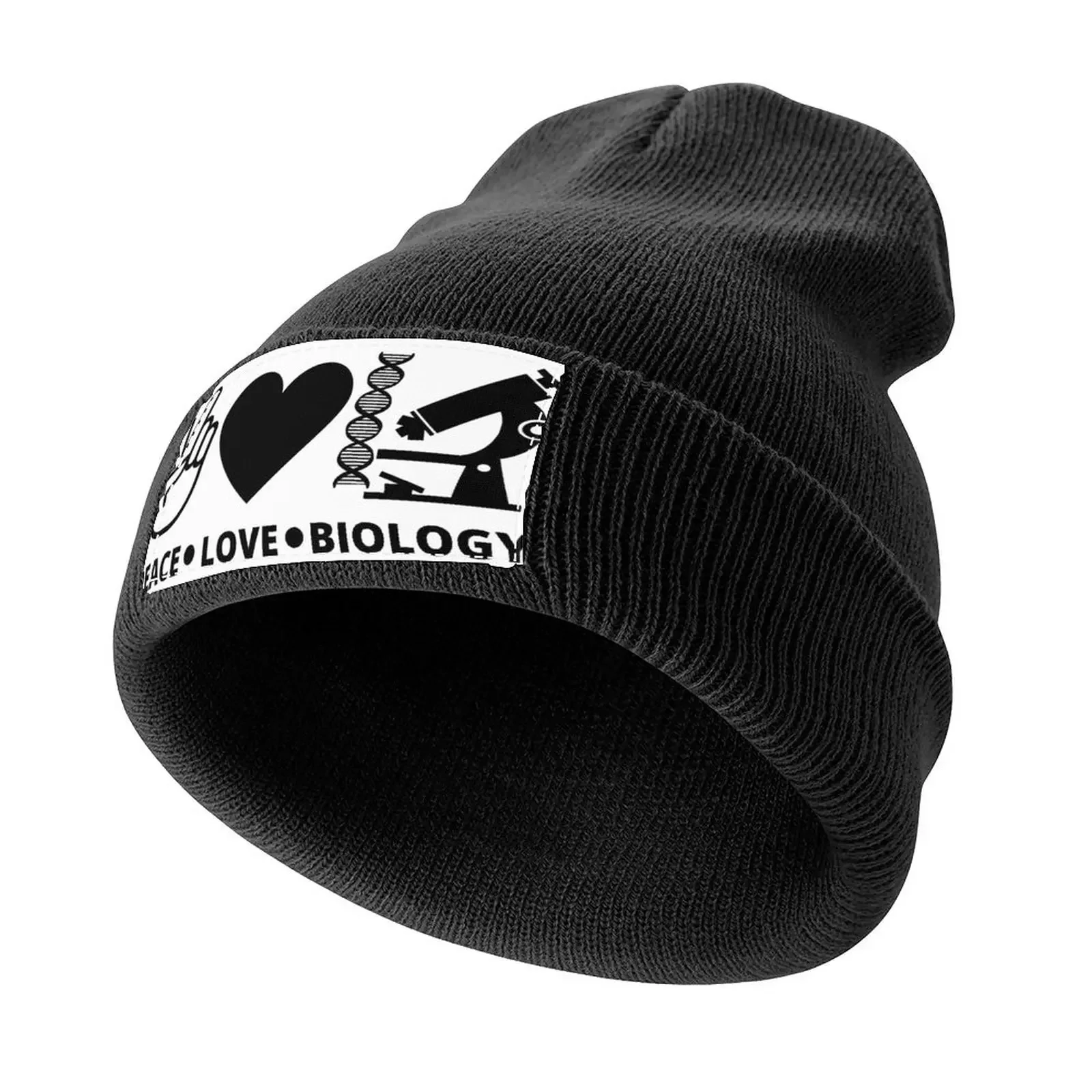 Peace Love Biology Scientist Design Knitted Cap black western Hat Big Size Hat sun hat Hats For Men Women's