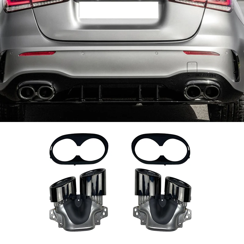 For Mercedes-Benz A-Class W177 A35 C118 CLA35 X247 GLB35 A45S Car Accessories Rear Dual Exhaust Muffler End Pipe End Tip