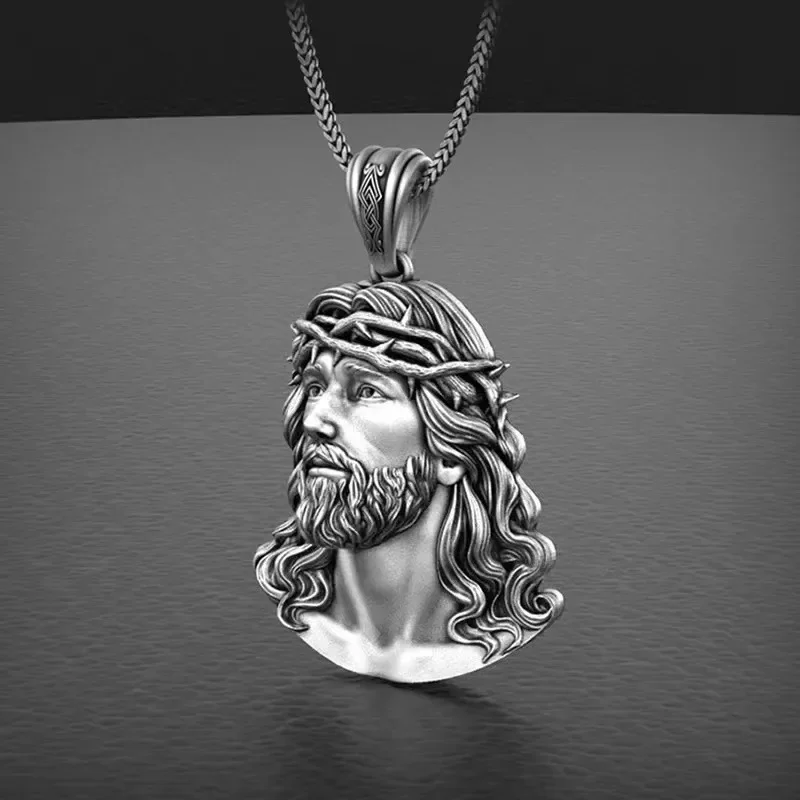 Metal  Exquisite Vintage Men\'s Necklace Crown of Thorns Jesus Necklace Jewelry Accessories Christian Faith Fashion Vintage Chain