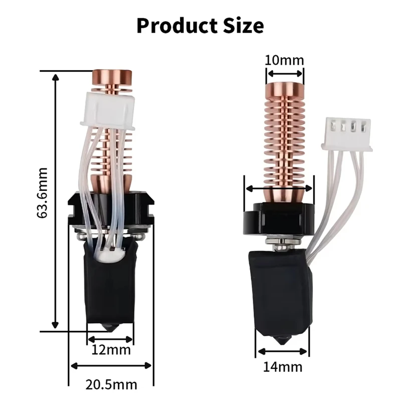 3D-printer hotend voor Flashforge Adventurer 5M5M Pro keramische verwarmingsblokset 280 ℃   Hot End pintkop AD5M mondstuk van hard staal