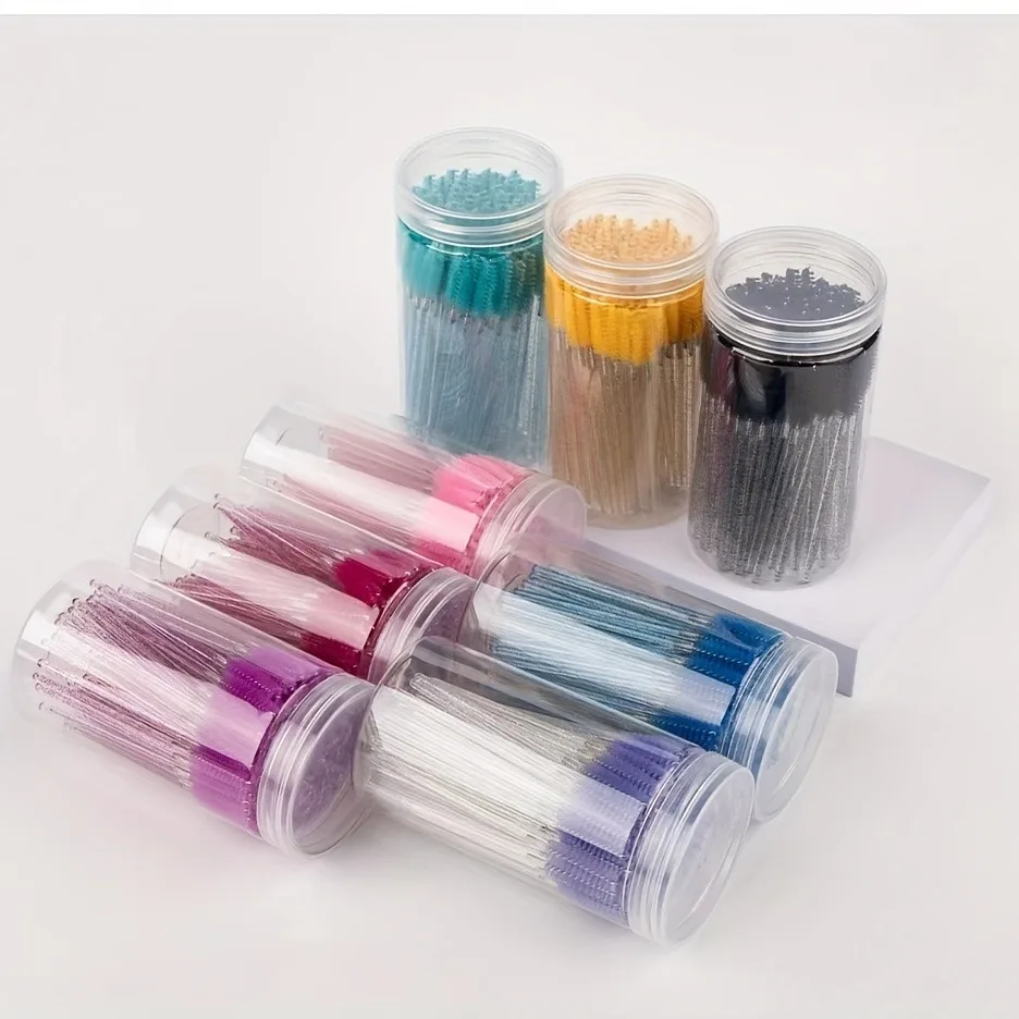 Venta al por mayor, 100 Uds., varitas de cepillo cosmético desechables con mango, venta al por mayor para herramientas de extensión de pestañas, máscara de nailon