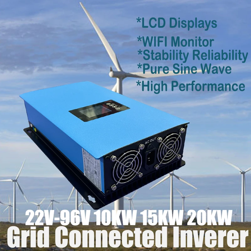 10000W 20000W Wind Power Grid Tie Inverter with Limiter Sensor/Dump Load Controller/Resistor WIFI 3 Phase 66v 96v Wind Generator