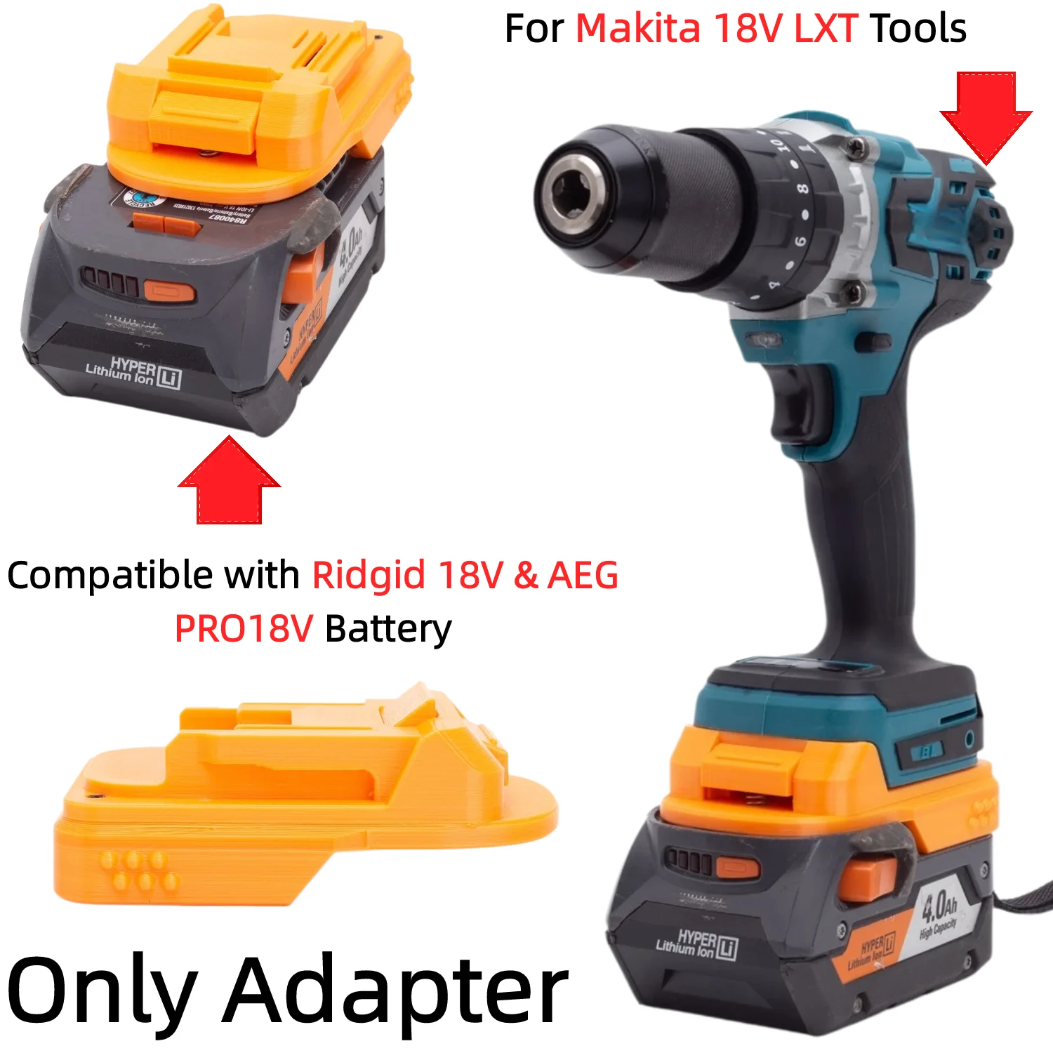 Battery Adapter/Converter for Ridgid 18V & AEG PRO18V Li-ion Battery To Makita 18V LXT Drill Impact Wrench(Only Adapter)