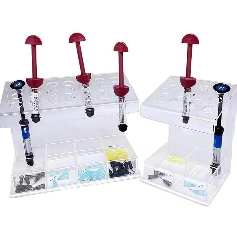 Dental Composite Resin Holder Syringe Acrylic Organizer Case Frame Transparent Dentistry Clinic Supplie Storage Box Dentist Tool