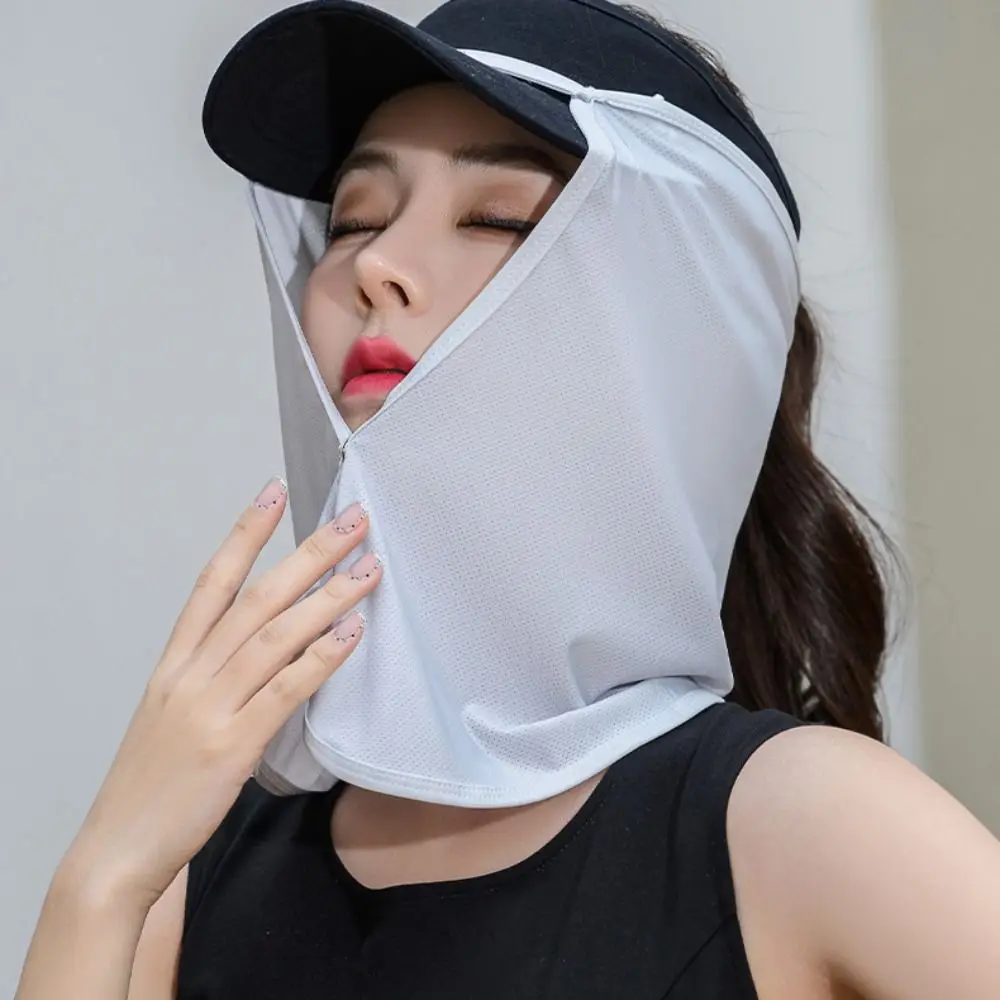 調節可能なソリッドカラーのアイスシルク日焼け止めマスクショール速乾性サイクリングスカーフスカーフネックプロテクターフェイスベール乗馬