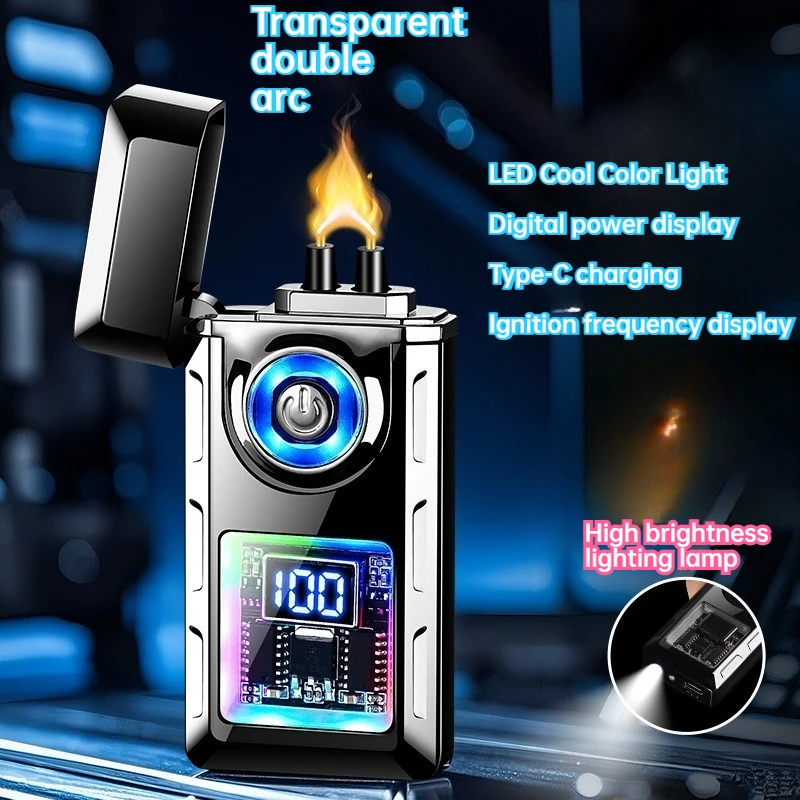 

2025 New Fashionable Strong Light Lamp Arc Windproof Lighter Portable Charging Men's High Quality Cigarette Lighter Gift