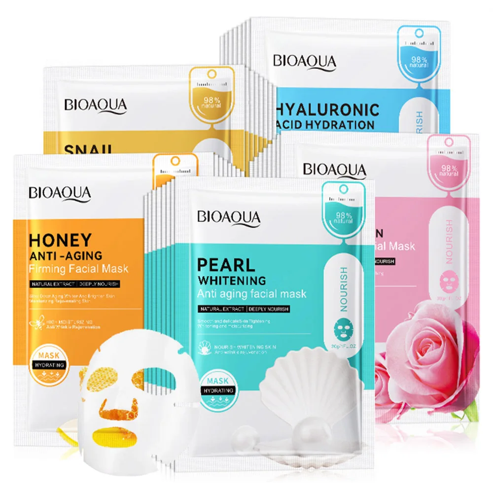 

BIOAQUA 15pcs Hyaluronic Acid Face Mask skincare Moisturizing Anti Wrinkle Hydrating Whitening Facial Masks Skin Care Products