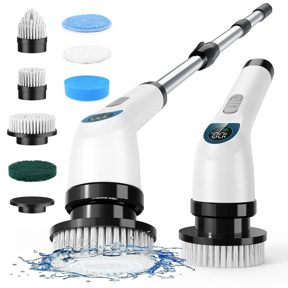 Spin Scrubber Electric Cleaning Brush Electric Wireless Cleaning Brush with 7 Interchangeable Drill Brush Heads and Adjustable