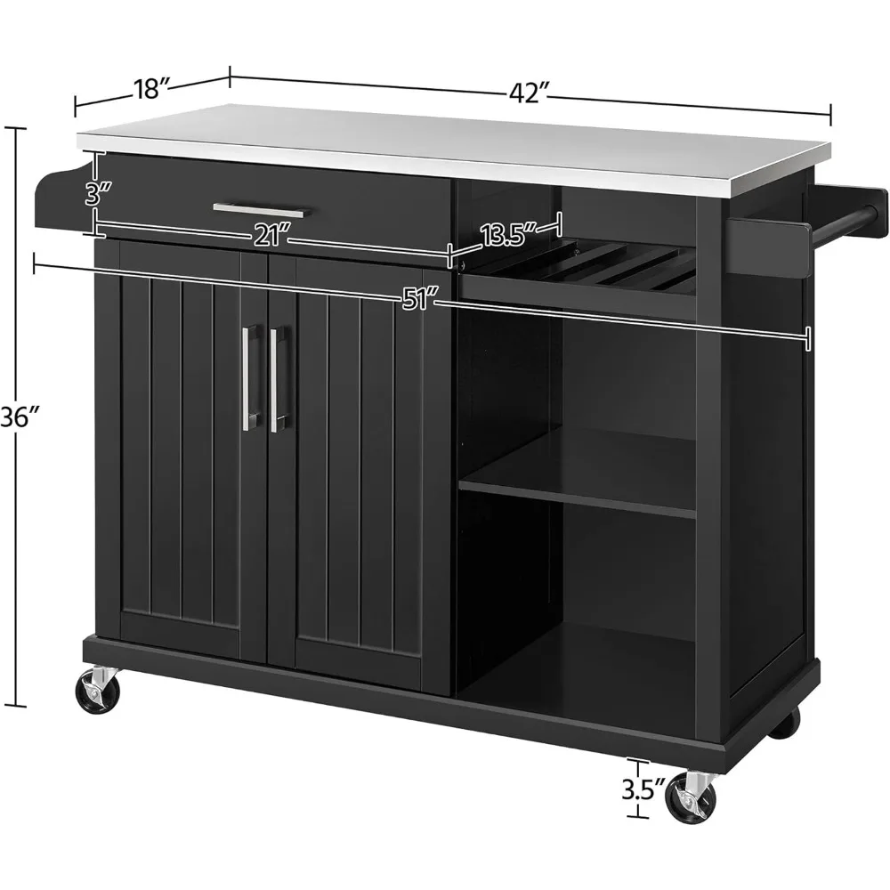 Mobile Kitchen Island with Stainless Steel Countertop: A Stylish & Practical Upgrade thumbnail