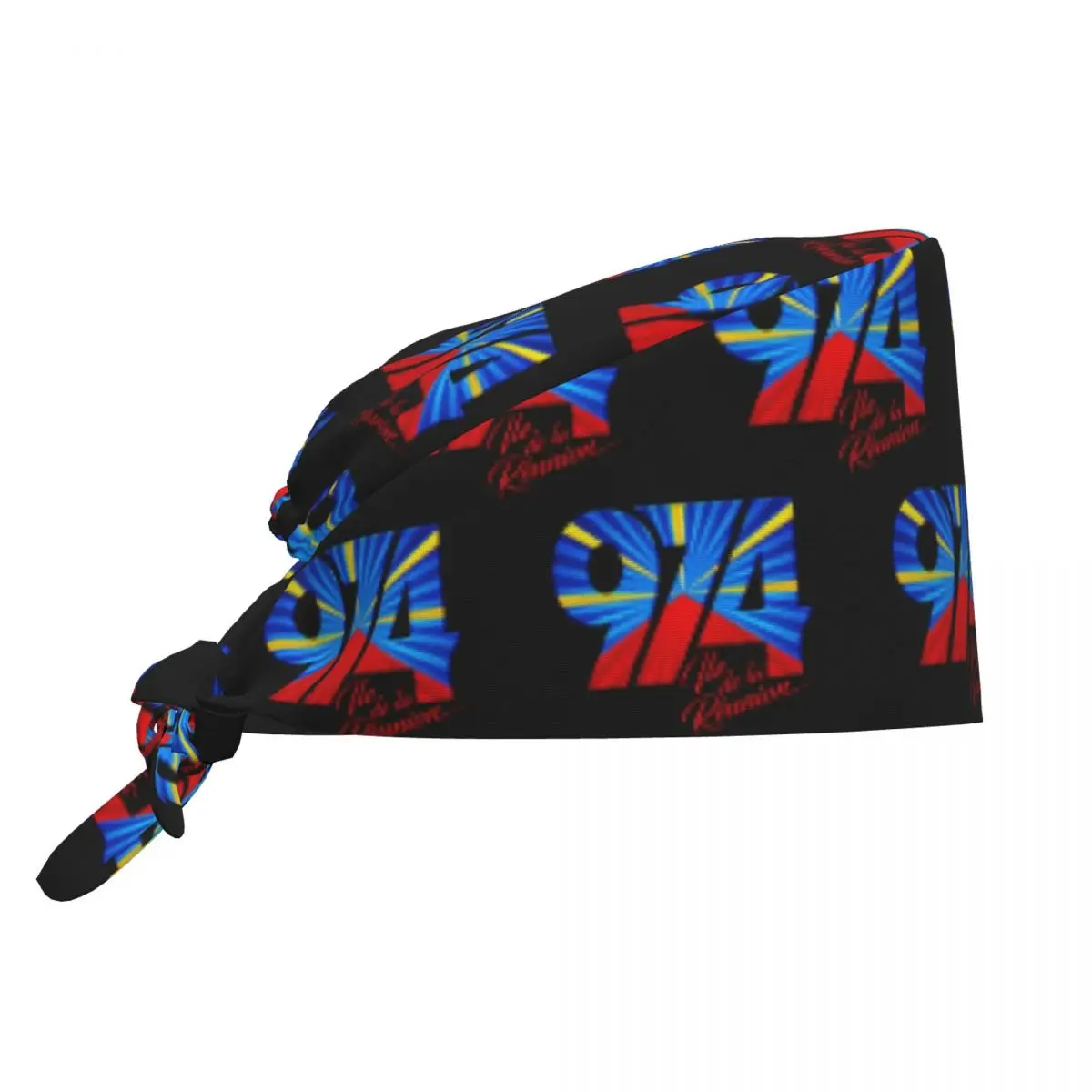 974 Reunion Island Flag Scrub Hat Doctor Working Surgical Cap Men Women Adjustable Nursing Caps for Dentist