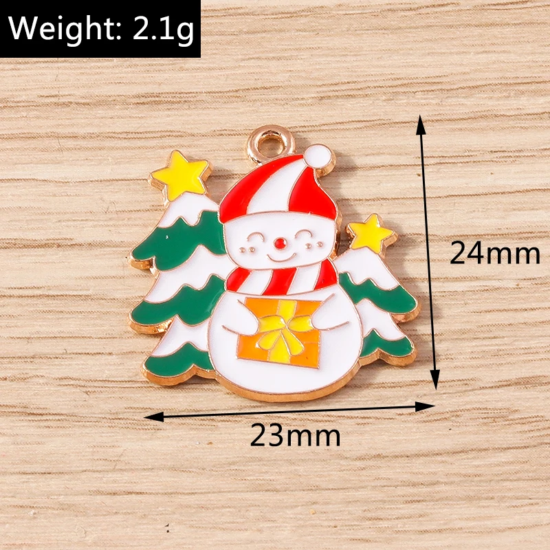 10 Stück Niedliche Emaille-Weihnachtsanhänger mit Schneemann, Weihnachtsmann und Baum für Schmuckherstellung, Ohrringe, Halsketten, DIY-Bastelbedarf – Detail 8