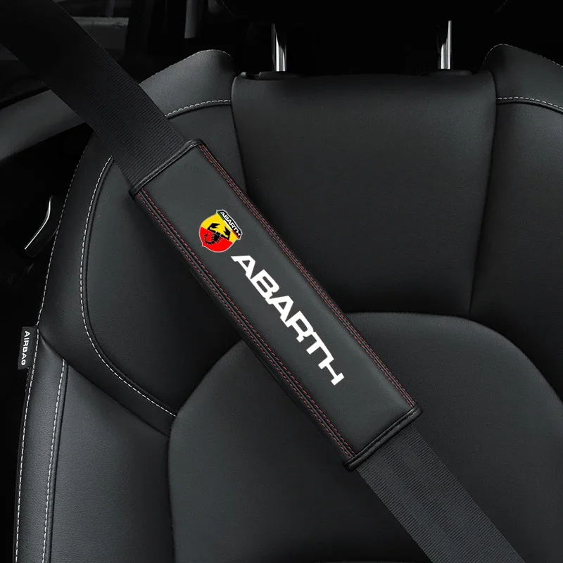 

For Fiat Abarth 595 Abarth 500 Abarth 124 Spider 1pc Cowhide Car Interior Seat Belt Protector Cover For Car Auto Accessories