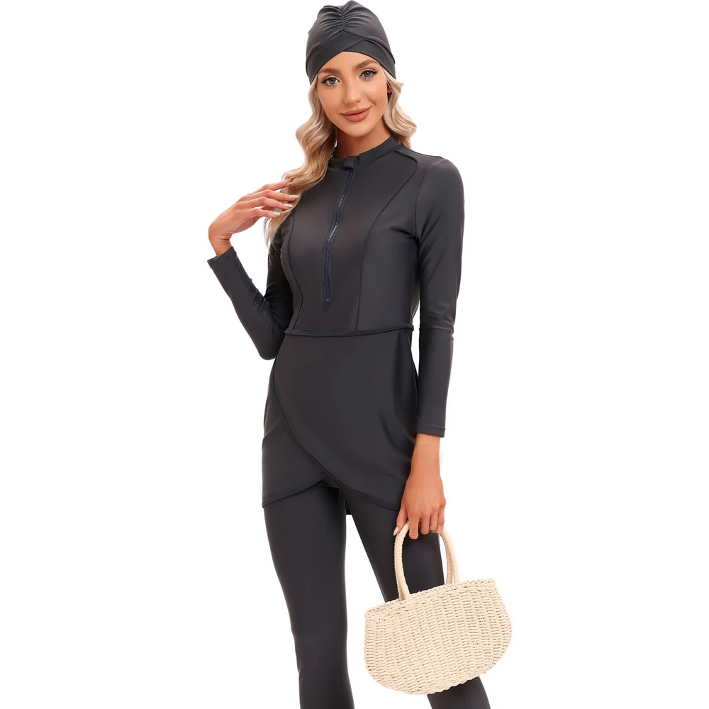 YONGSEN Hooded Burkini Set 2024 - 3-Piece Muslim Swimwear, Modest Surf Sport Swimsuit