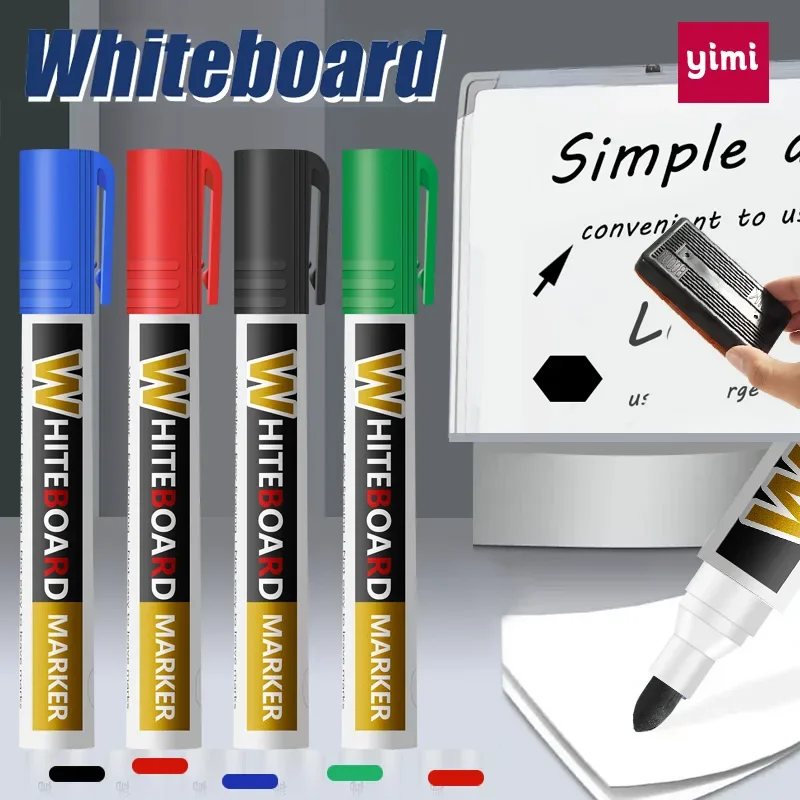 

3/4 Colors Erasable Whiteboard Markers Fiber Tip Water-based Ink Applicable to Ceramics Office School Art Marker Stationery