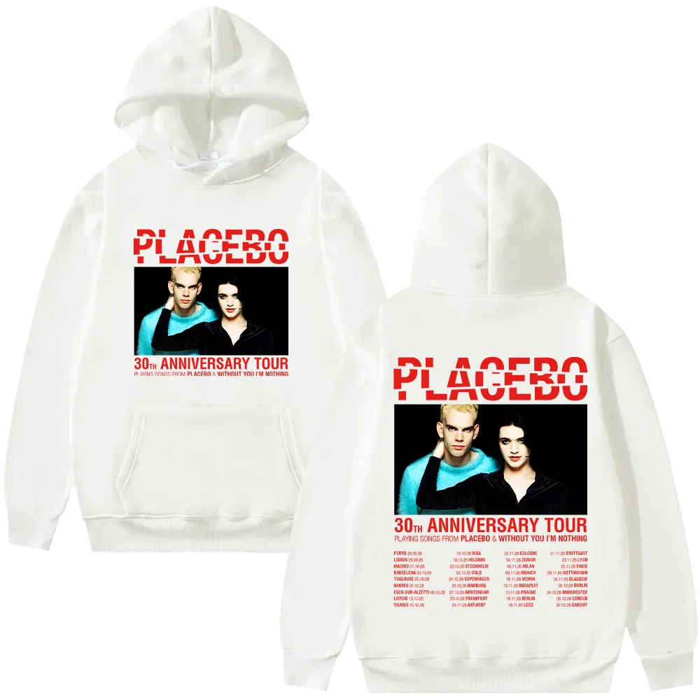 Placebo 30th ANNIVERSARY TOUR Graphic Hoodies Harajuku Alternative Metal Rock Band Streetwear Women Men Long Sleeve Y2K Pullover