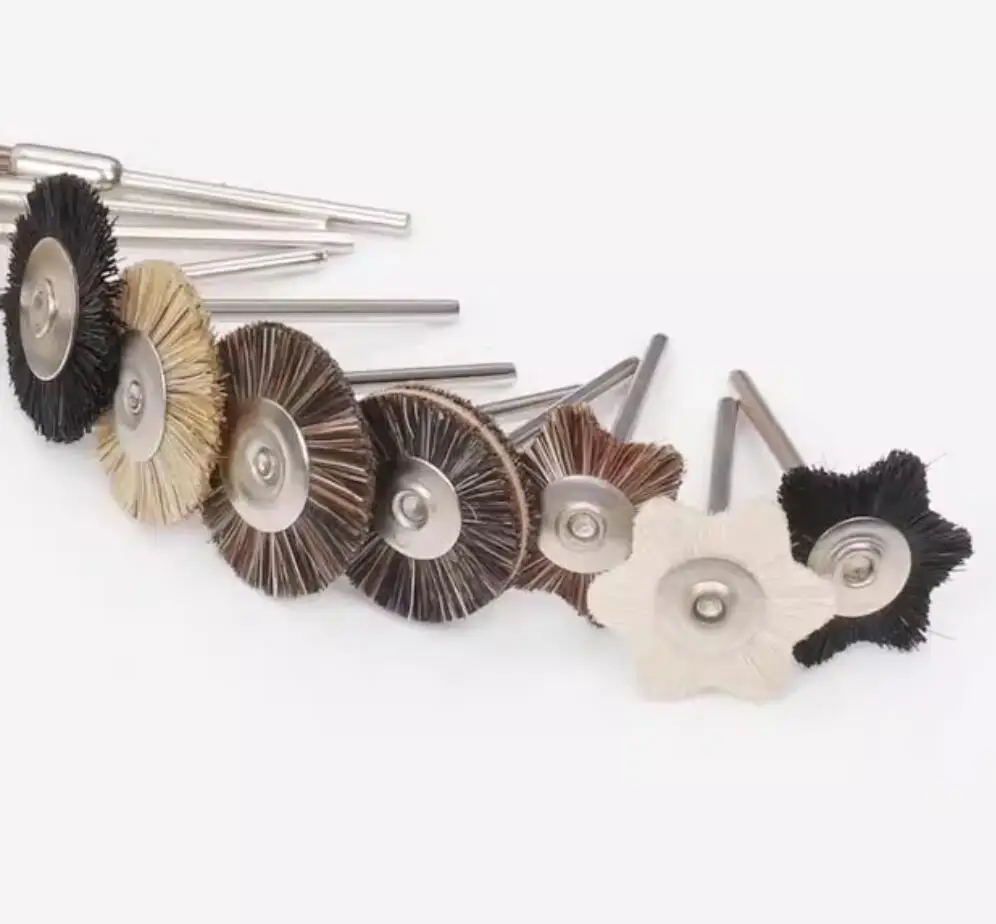 

144 Pieces Soft Goat Hair Polishing Brush Wheel Set Octagonal & Hexagonal Rotary Tools for Jewelry Cleaning And Buffing
