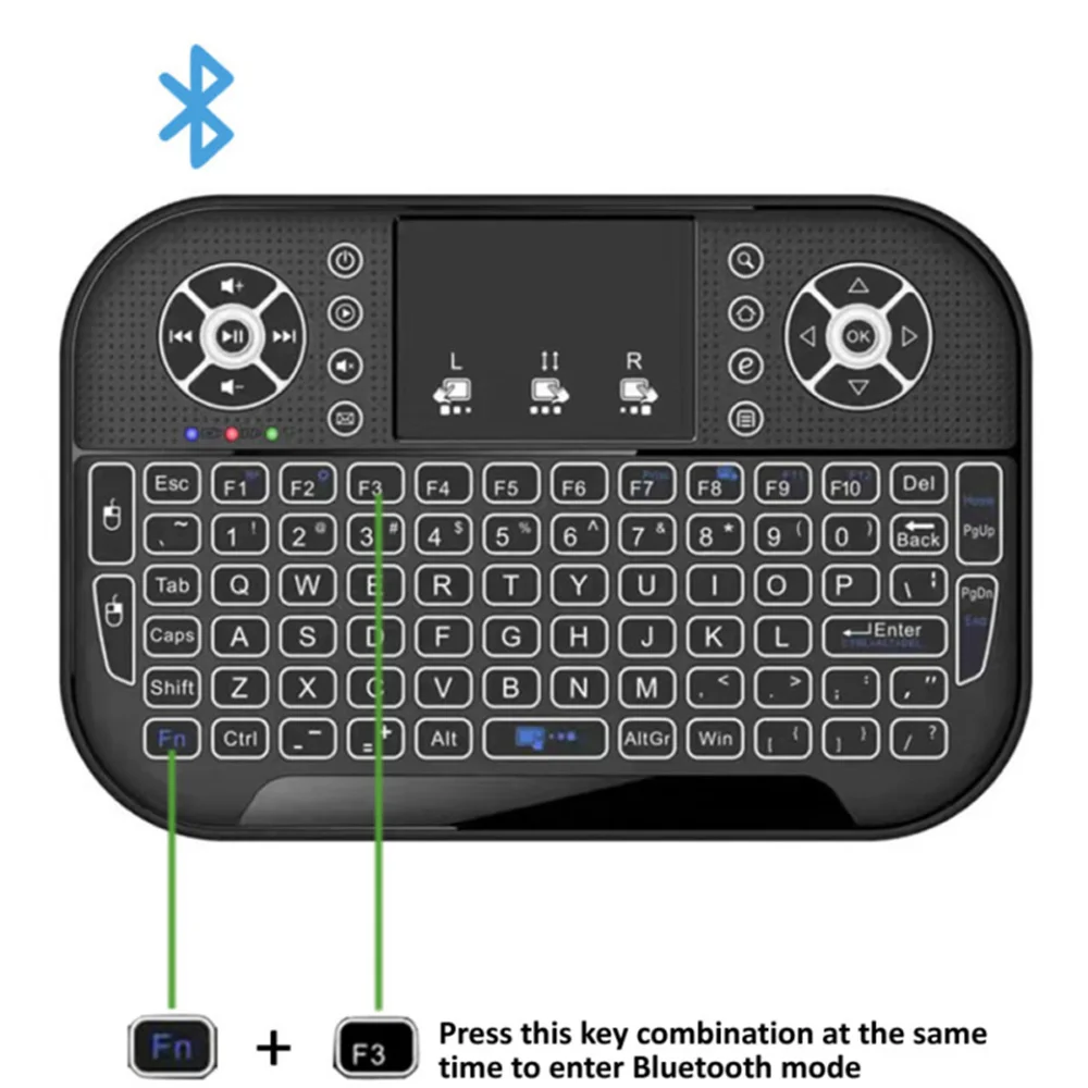 A8 mini teclado 2.4g modo duplo 7 cores backlight teclado portátil controle de mouse retroiluminado para windows android tv