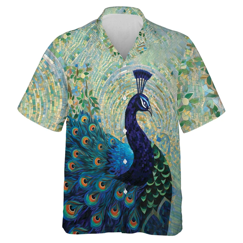 

Beautiful Peacock 3D Printed Shirts For Men Clothes Zoo Maurya Graphic Women Blouses Lucky Animal Short Sleeve Auspicious Shirt