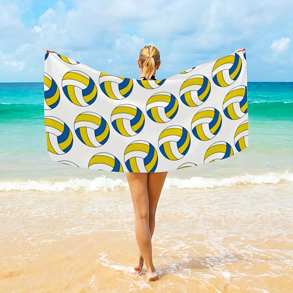 Sports Volleyball Beach Towel, Quick Dry Lightweight Absorbent Microfiber for Swimming Camping Vacation Travel Gift