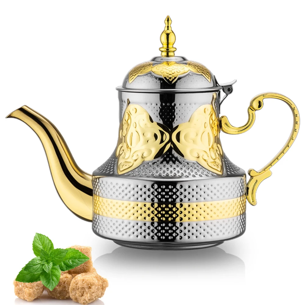 

Arabic stainless steel butter tea pot, Middle Eastern Light Luxury Coffee Pot, Electroplated stainless steel mare's milk teapot