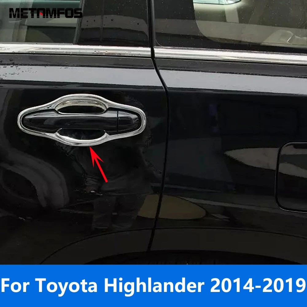 Side Door Handle Bowl Cover Trim For Toyota Highlander 2014-2017 2018 2019 Chrome Protection Cap Sticker Accessories Car Styling