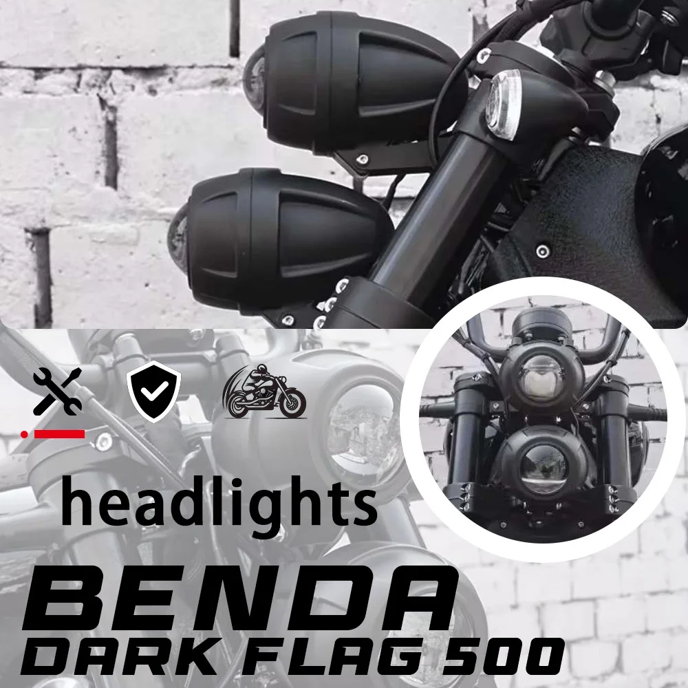 Motorcycle LED Projector Lens Headlight Assembly High Low Beam For Benda Dark Flag 500