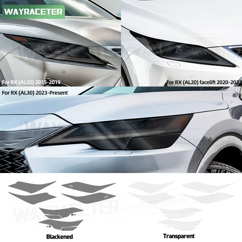 

Car Headlight Tint Smoked Black Protective Film Transparent TPU Sticker For Lexus RX AL20 2016 2020 AL30 2023 2024 2025 2026