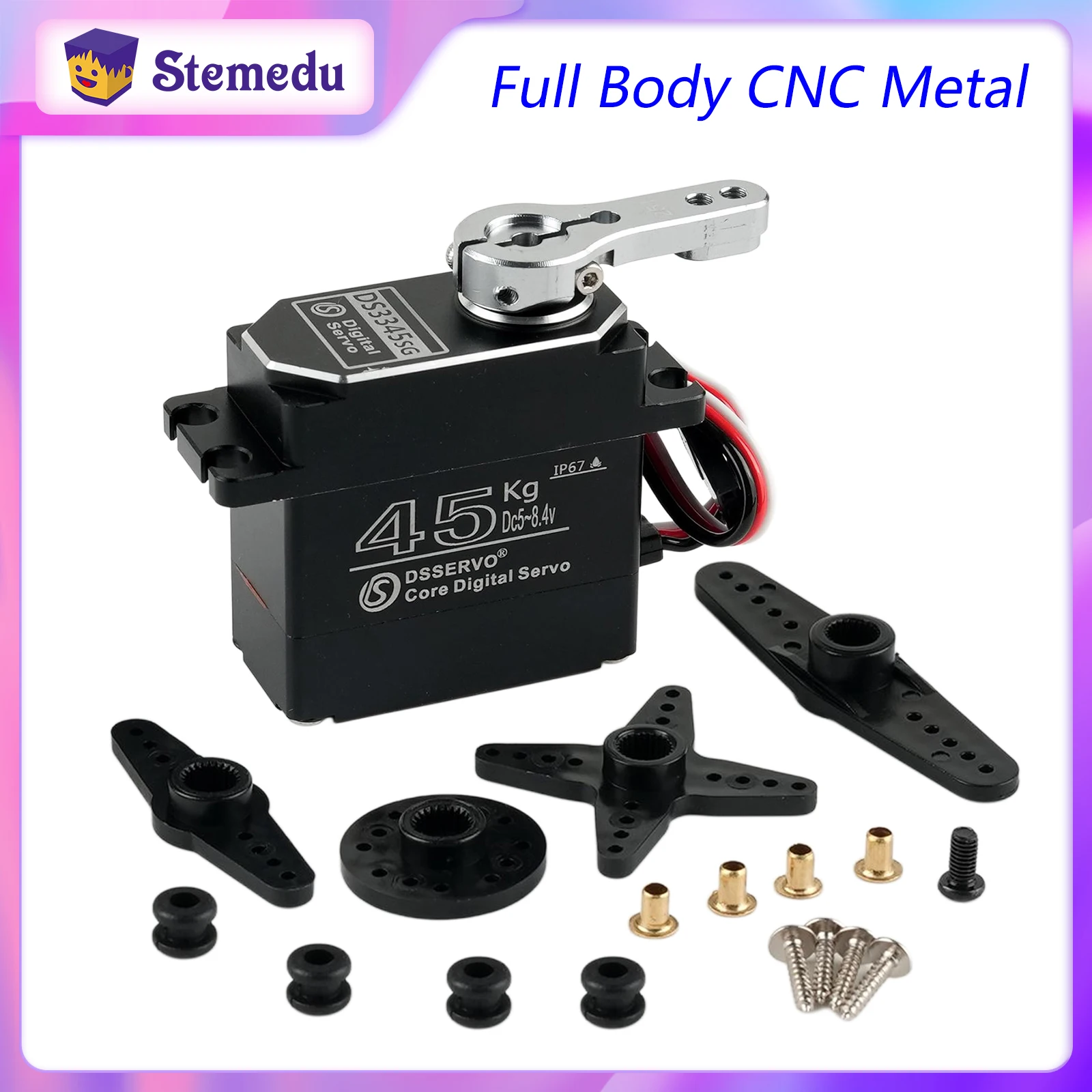 

Dsservo DS3345 Dc5-8.4v Full Body CNC Steel High Torque Metal Gear IP67 Waterproof Servo For 1/8 1/10 RC Crawler Car SCX10 TRX4