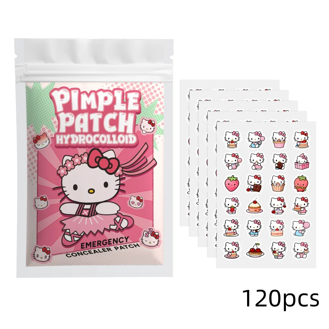 120PCS Parches para el acné de la serie Hello Kitty, parches para el acné, parches de hidrogel para el acné, parches correctores de la piel