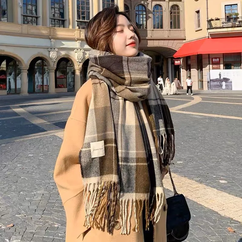 2023 New Thick Warm Winter Scarf Design Print Women Cashmere Pashmina Shawl Lady Wrap Tassel Scarves Knitted Men Foulard Blanket