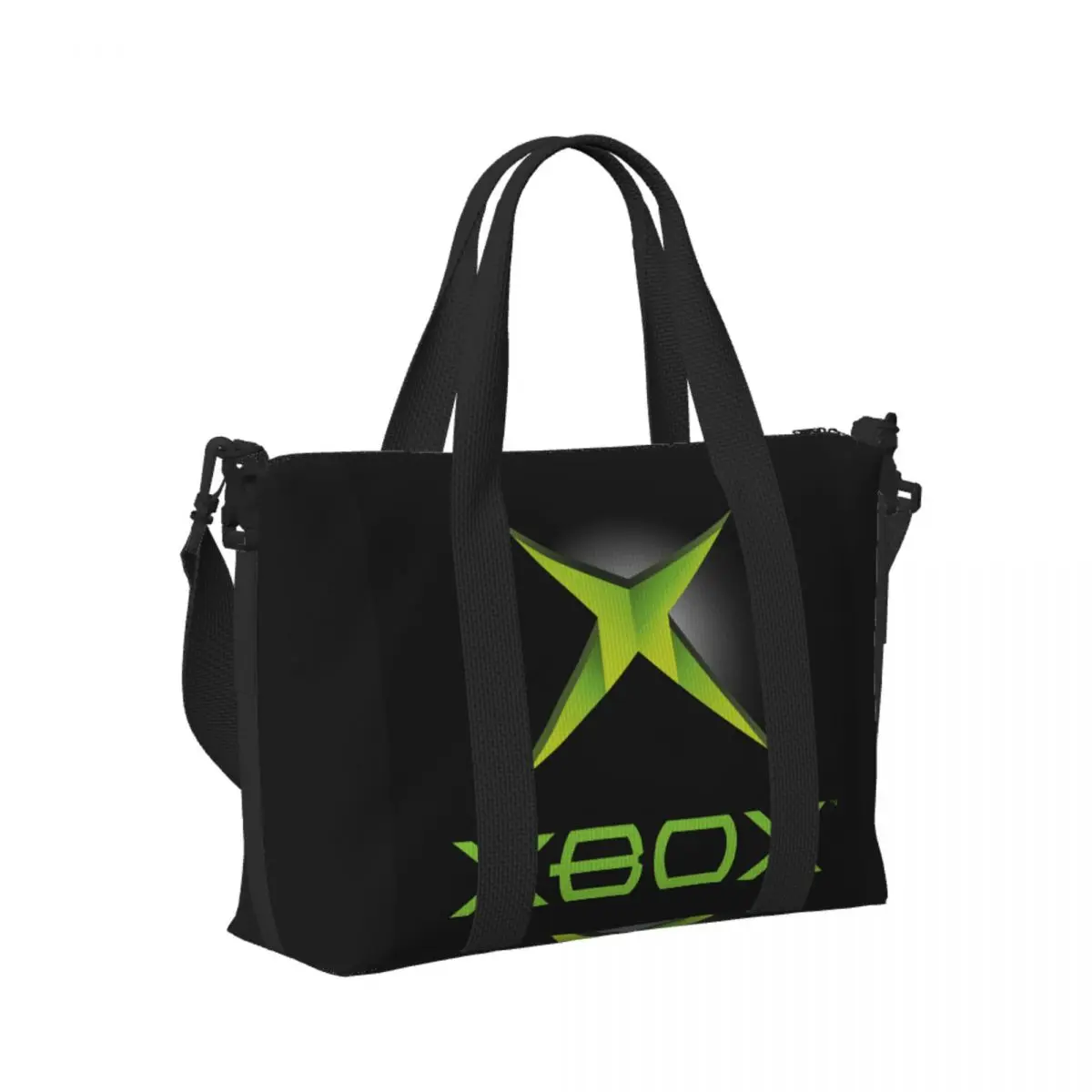 

Custom Green Xbox Logo Beach Travel Bag Large Capacity Tote Bags for Gym Sport Women Shopping Duffle Shoulder Bag