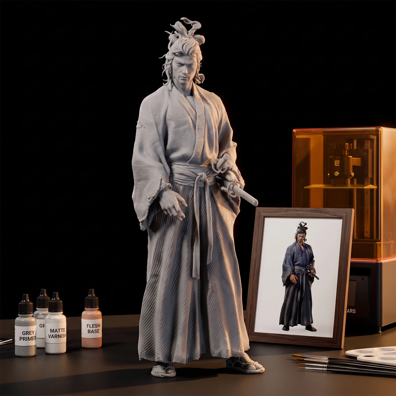 1/24 1/18 1/12 Miyamoto Musashi Unpainted Unassembled 3D Printing Model Garage Kits  (Requires Painting and Assembly)